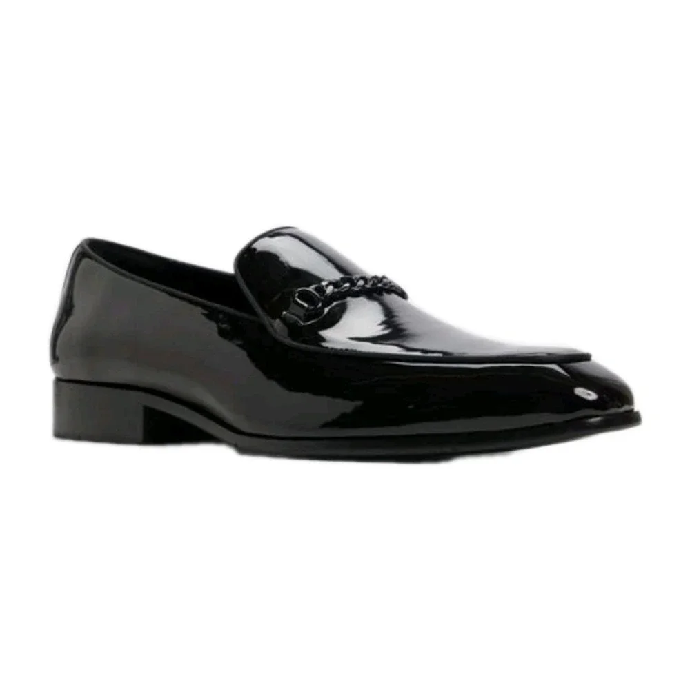 Aldo Men's Umo Black Patent Loafer With Chain Pillow Tech Flex Sz 9.5 NEW! $168
